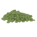 a pile of green round objects