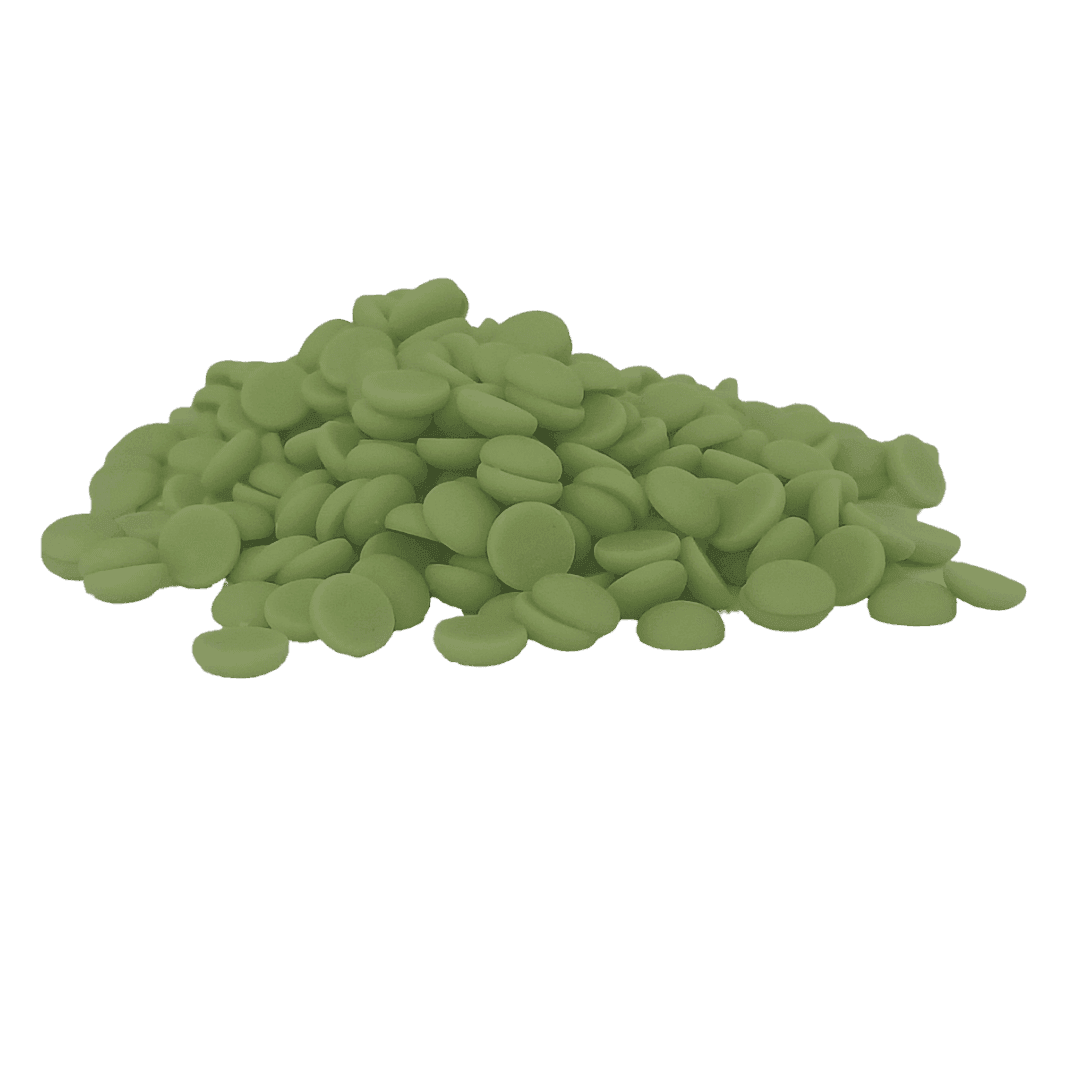 a pile of Pistachio chocolate drop sample