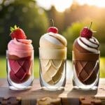 a group of ice cream sundaes
