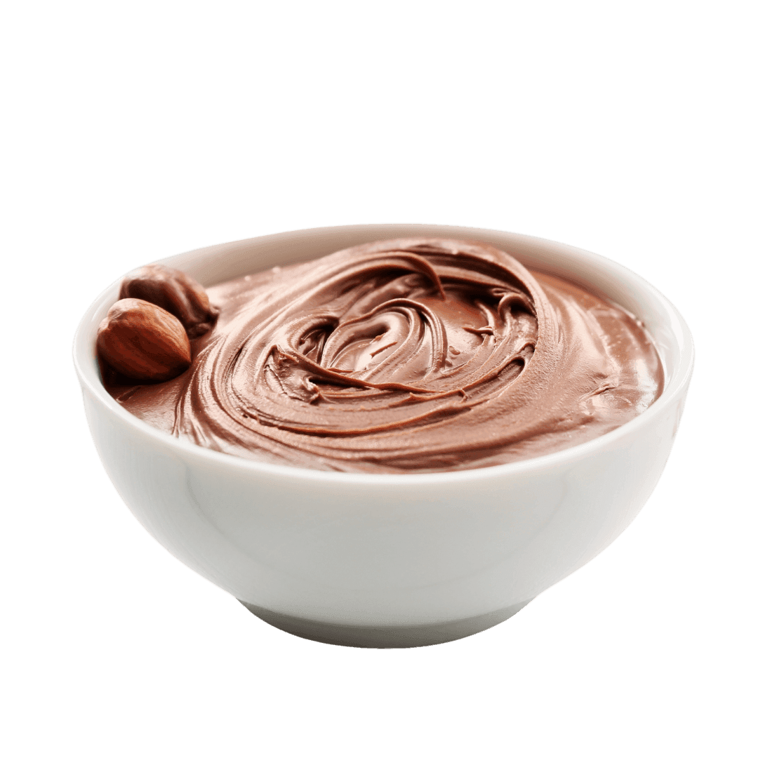 Bowl filled with hazelnut chocolate filling cream