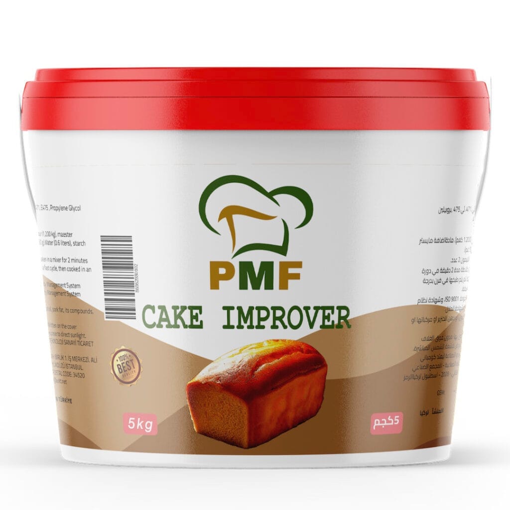 a container of food with a label | Cake Improver Pail | 5 Kg PMF