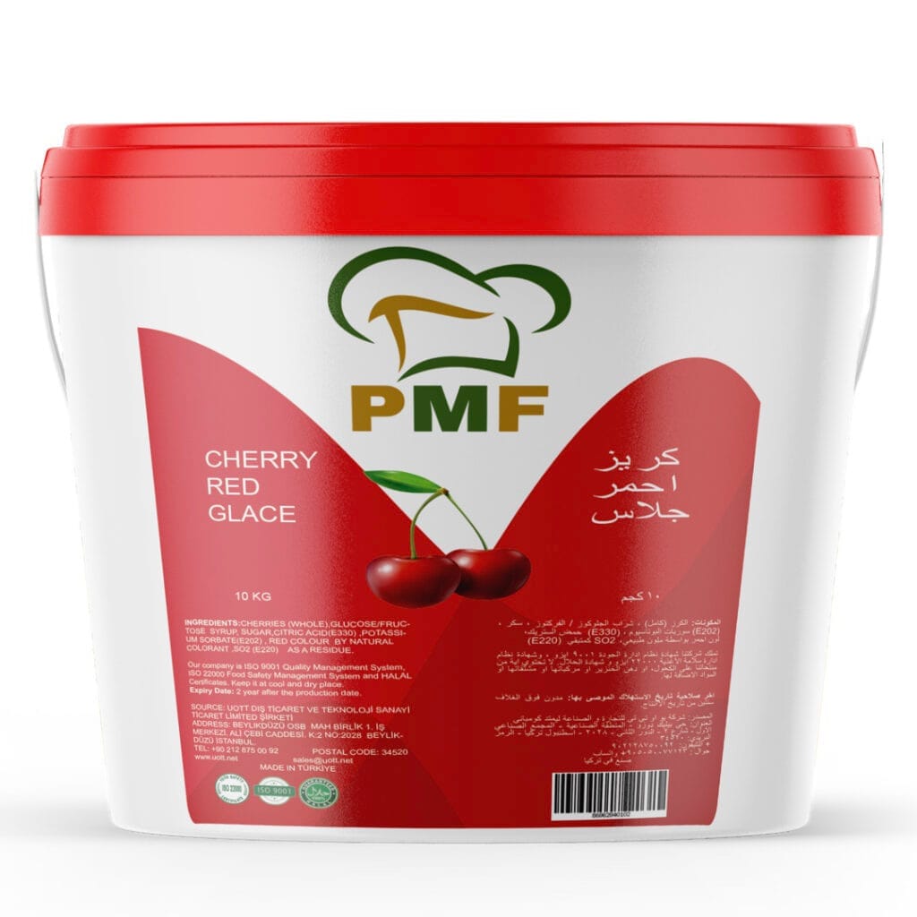 a white bucket with red lid | Red Cherry Glace Bucket | 10 Kg