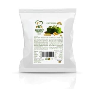 a white bag with green text and a label PISTACHIO ELEGANT VELVET MIX 10kg